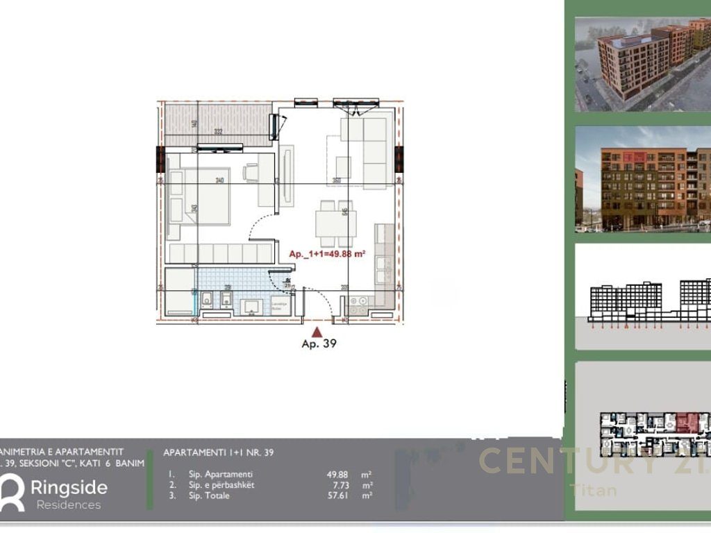 Shitet apartament 1+1 ne Ringside!