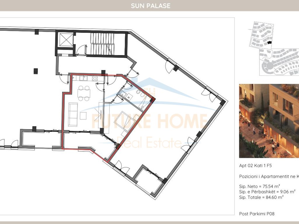 Shitet, Apartament 1+1, Sun Palase Residence, Palasë