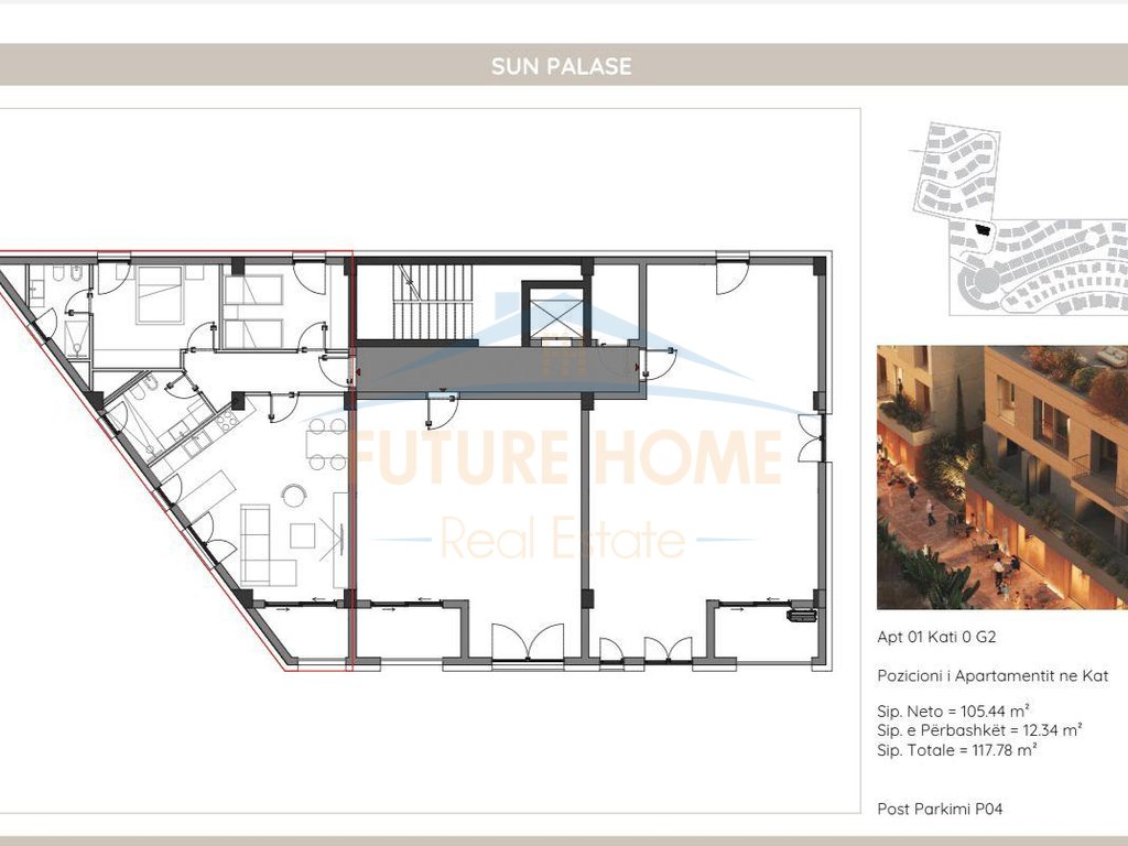 Shitet, Apartament 2+1, Sun Palase Residence, Palasë 4